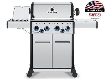 Broil King Baron S 490 PRO IR 4 Burner Grill with Infrared Side Burner & Rotisserie Kit
