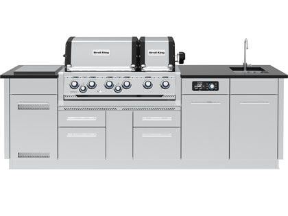 Broil King 8 1/2-Foot Outdoor Kitchen Island with Imperial QS 690i 6-Burner Gas Grill, Rotisserie, Side Burner, Sink & iQue™ Technology Control