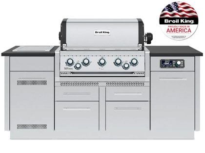 Broil King Imperial 79-Inch QS 590i 5-Burner Gas Grill Island With Rear Infrared Burner, Rotisserie Kit, Side Burner, iQue™ Technology Control & Granite Countertop