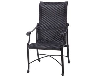 Gensun Michigan Cast Aluminum Woven High Back Dining Arm Chair