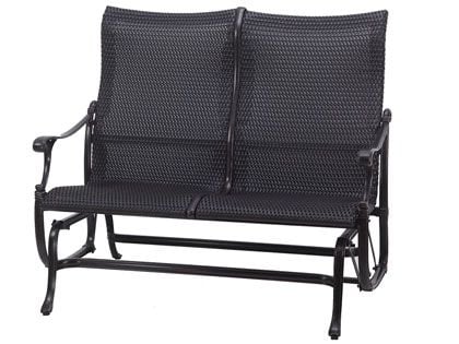 Gensun Michigan Cast Aluminum Woven High Back Loveseat Glider
