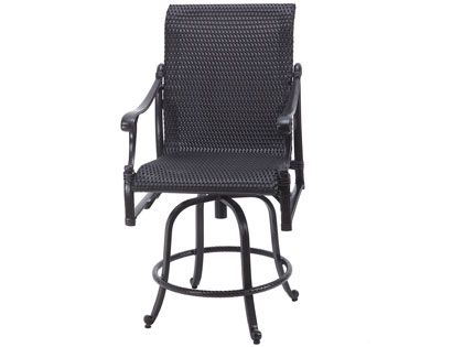 Gensun Michigan Cast Aluminum Woven Swivel Balcony Height Armchair