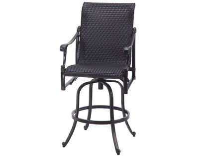 Gensun Michigan Cast Aluminum Woven Swivel Bar Height Armchair