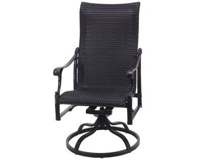 Gensun Michigan Cast Aluminum Woven High Back Swivel Rocker Chair