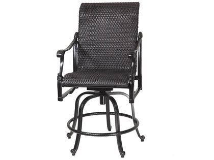 Gensun Michigan Cast Aluminum Woven Swivel Rocking Balcony Height Armchair