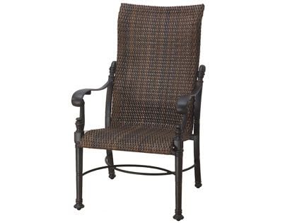 Gensun Florence Cast Aluminum Woven High Back Dining Arm Chair