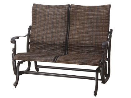 Gensun Florence Cast Aluminum Woven High Back Loveseat Glider