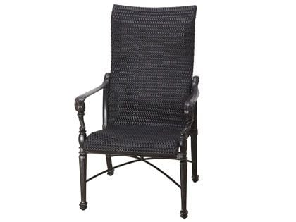 Gensun Grand Terrace Cast Aluminum Woven High Back Dining Armchair