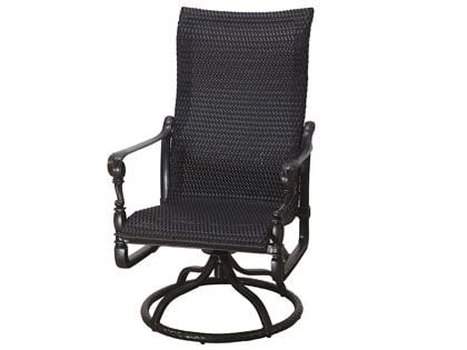 Gensun Grand Terrace Cast Aluminum Woven High Back Swivel Rocker