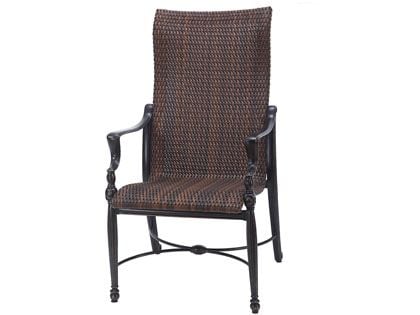 Gensun Bel Air Cast Aluminum Woven High Back Dining Arm Chair