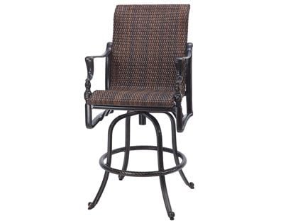 Gensun Bel Air Cast Aluminum Woven Swivel Bar Height Armchair
