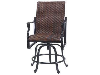 Gensun Bel Air Cast Aluminum Woven Swivel Rocking Balcony Height Armchair