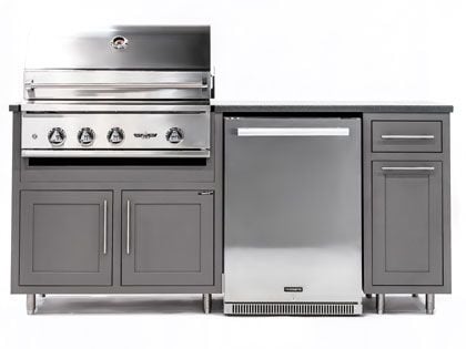 Challenger Designs 6 3/8-Ft Outdoor Kitchen Island with 32-Inch Delta Heat Gas Grill and 24-Inch Dometic Refrigerator