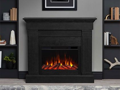 Crawford Slim 48-Inch Electric Fireplace Mantel in Black