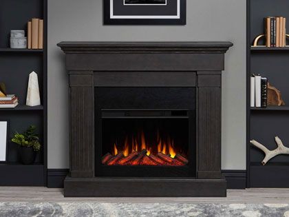 Crawford Slim 48-Inch Electric Fireplace Mantel in Gray