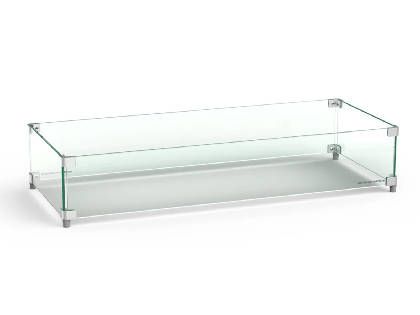 American Fyre Designs Large Rectangular Glass Wind Guard, 51.5 x 19.25 Inches