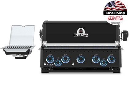 Broil King Baron 28-Inch 490 IR Shadow 4-Burner Built-In Gas Grill with Infrared Side Burner, Infrared Rear Burner & Rotisserie Kit