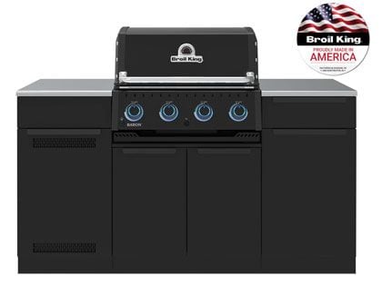 Broil King Baron 64-Inch 420i Pro 4-Burner Gas Grill Island With Stainless Steel Countertops