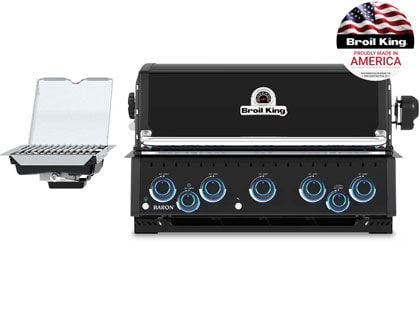 Broil King Baron 32-Inch 590 IR Shadow 5-Burner Built-In Grill with Infrared Side Burner, Infrared Rear Sear Burner & Rotisserie Kit