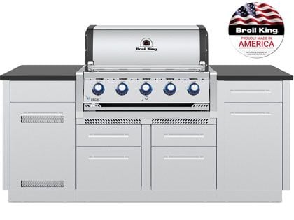 Broil King Regal 79-Inch S 520i 5-Burner Gas Grill Island With Granite Countertop