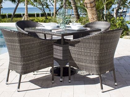 Hospitality Rattan Spectrum 5-Piece Stackable Dining Set with Cushions