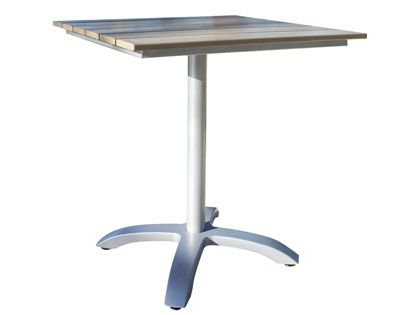 Hospitality Rattan Spectrum Outdoor 28-Inch Aluminum Square Slatted Artificial Wood Dining Table