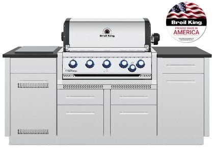 Broil King Imperial 79-Inch S 590i 5-Burner Gas Grill Island With Infrared Rear Burner, Rotisserie Kit, Side Burner & Granite Countertop