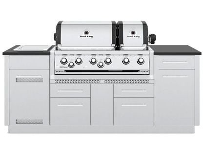 Broil King Imperial S 690i 6-Burner Gas Grill Island With Rotisserie & Side Burner