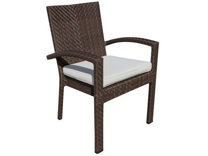 Hospitality Rattan Atlantis Stackable Wicker Cushion Outdoor Dining Arm Chair