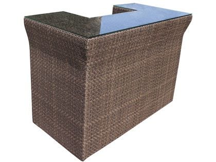 Hospitality Rattan Atlantis Outdoor Wicker Rectangular Glass Top Bar Table