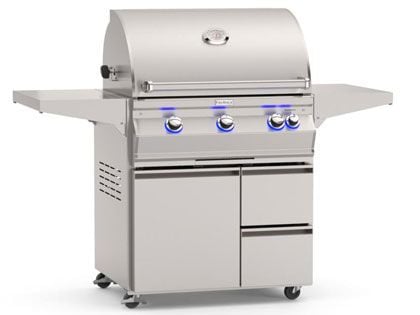 fire magic aurora A660i 3-burner freestanding grill with side burner, backburner and rotisserie
