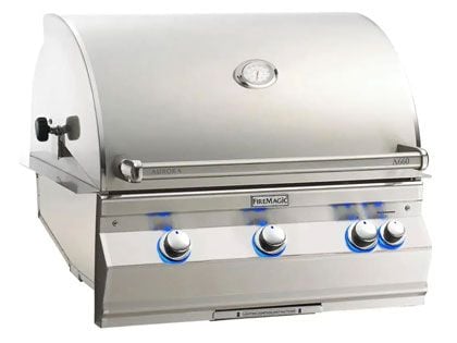 fire magic aurora A660i 3-burner built in grill with backburner and rotisserie
