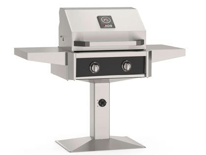 AOG T-Series 24-Inch 2-Burner Gas Grill on Accessible Patio Post Base (Includes Hood Side Handle) - Black