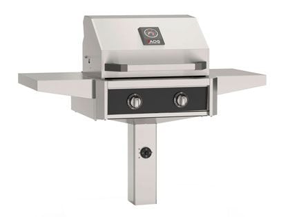 AOG T-Series 24-Inch 2-Burner Gas Grill on Accessible In-Ground Post Base (Includes Hood Side Handle) - Black