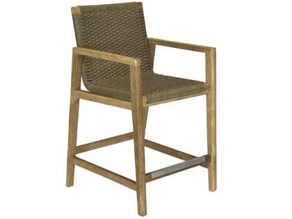 Admiral Teak Rope Counter Height Dining Chair in Brown Sand