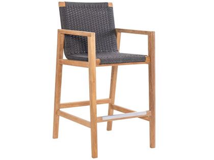 Admiral Teak Rope Counter Height Dining Chair in Charcoal Grey
