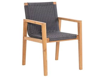 Admiral Teak Rope Dining Chair in Charcoal Grey