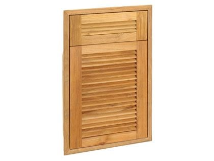 Pacific Teak Millworks 18-Inch Louvered Panel Teak Wood Single Access Door with False Drawer - Left Hinge
