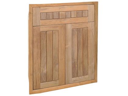 Pacific Teak Millworks 24-Inch Cottage Panel Teak Wood Double Access Door with False Drawer