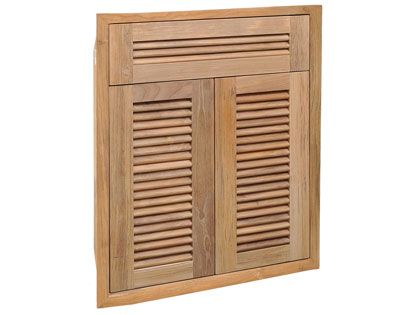Pacific Teak Millworks 24-Inch Louvered Panel Teak Wood Double Access Door with False Drawer