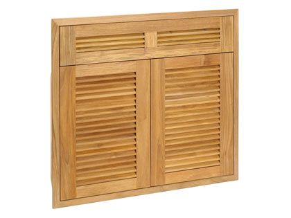 Pacific Teak Millworks 30-Inch Louvered Panel Teak Wood Double Access Door with False Drawer