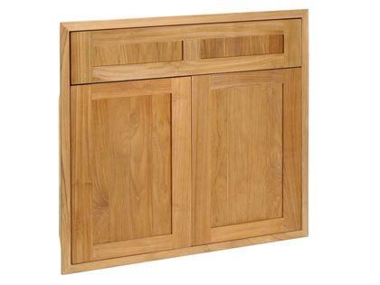 Pacific Teak Millworks 30-Inch Shaker Panel Teak Wood Double Access Door with False Drawer
