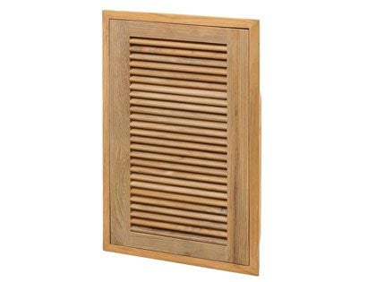 Pacific Teak Millworks 18-Inch Full Height Louvered Panel Teak Wood Single Access Door - Left Hinge