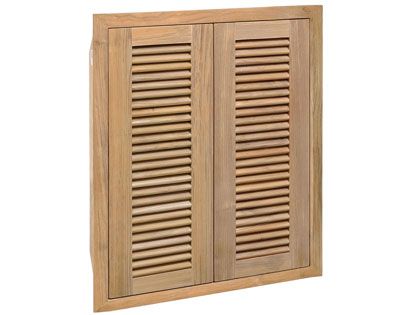 Pacific Teak Millworks 24-Inch Full Height Louvered Panel Teak Wood Double Access Door