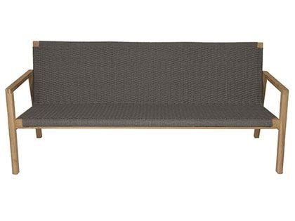 Admiral Teak Rope Patio Loveseat in Charcoal Grey