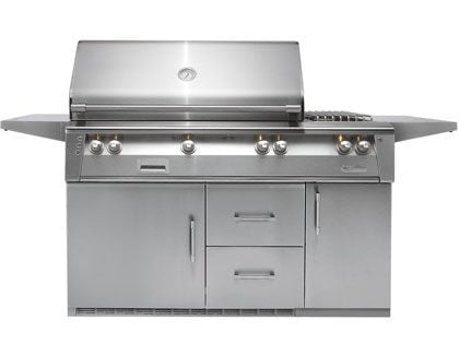 Alfresco 56-Inch ALXE-56SZR Deluxe Gas Grill With Infrared Sear Zone, Rotisserie, Double Side Burner & Refrigerated Cart