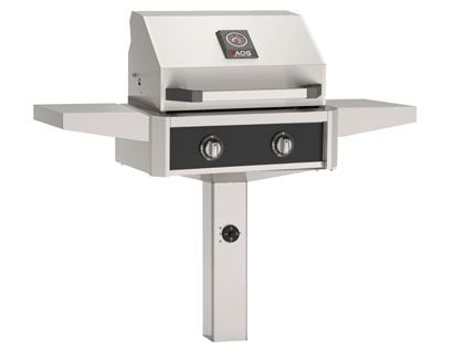 AOG T-Series 24-Inch 2-Burner Gas Grill on In-Ground Post Base - Black