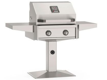 AOG T-Series 24-Inch 2-Burner Gas Grill on Accessible Patio Post Base (Includes Hood Side Handle)