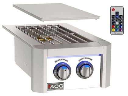 AOG L-Series Built-In Gas Double Side Burner with LED Multi-Color Light Bar - White