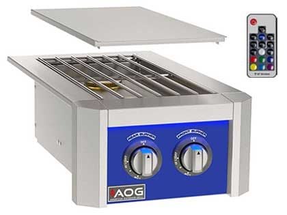 AOG L-Series Built-In Gas Double Side Burner with LED Multi-Color Light Bar - Many Colors